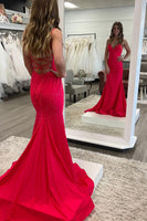 Load image into Gallery viewer, Hot Pink Sequined Spaghetti Straps Formal Dress