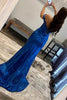 Load image into Gallery viewer, Sparkly Purple Off the Shoulder Mermaid Formal Dress with Slit