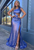 Load image into Gallery viewer, Mermaid One Shoulder Cut Out Black Sequins Long Formal Dress