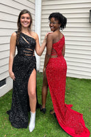 Load image into Gallery viewer, Sparkly Lilac Sequins Cut-Out Long Formal Dress