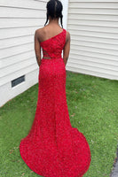 Load image into Gallery viewer, Sparkly Purple Sequins Cut-Out Long Formal Dress