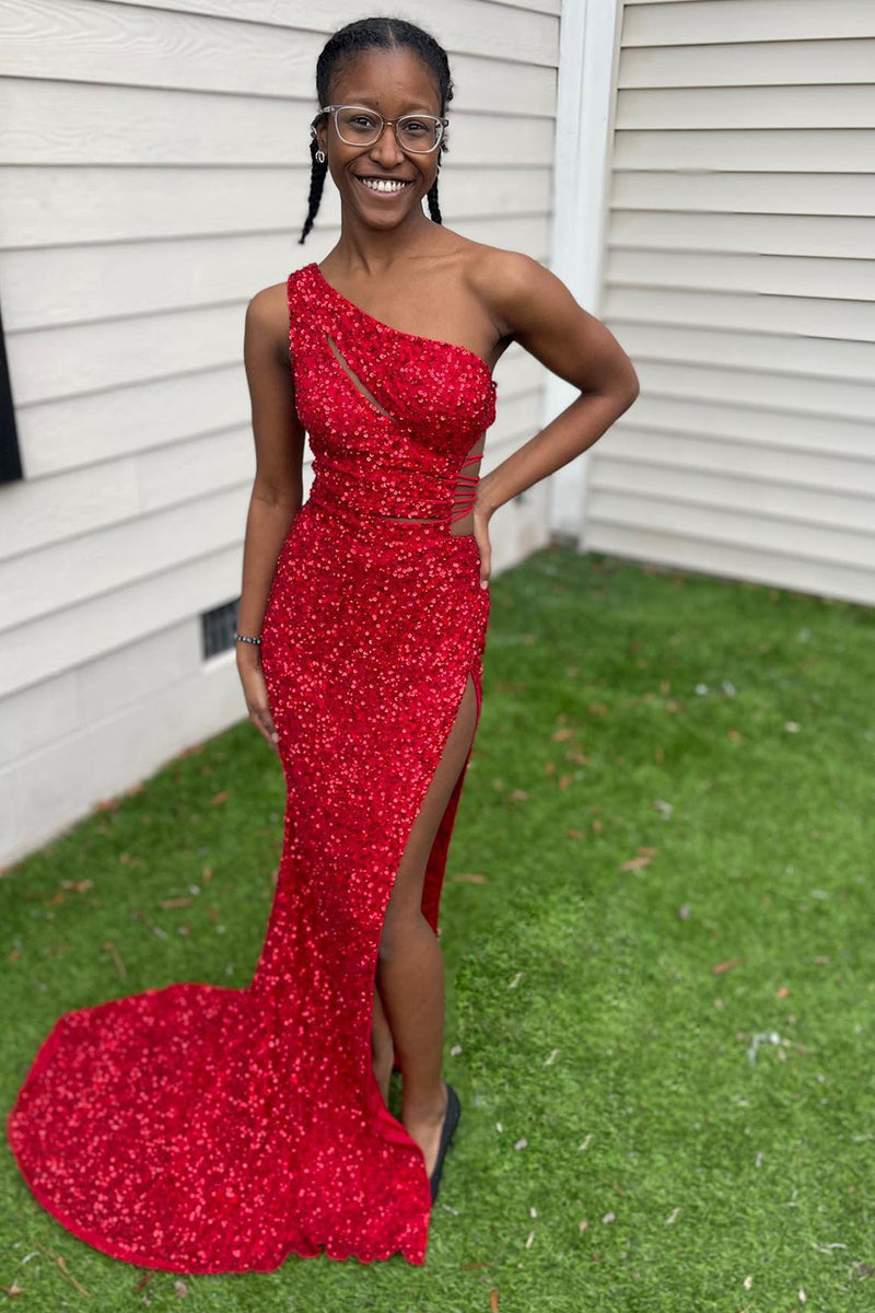 Load image into Gallery viewer, Sparkly Purple Sequins Cut-Out Long Formal Dress