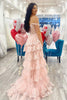 Load image into Gallery viewer, Pink Off The Shoulder Tiered Formal Dress