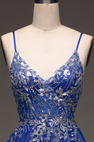 Load image into Gallery viewer, Tulle Spaghetti Straps Royal Blue Ball Gown with Sequins