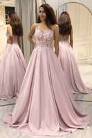 Load image into Gallery viewer, Blush A Line Long Corset Formal Dress With Appliques