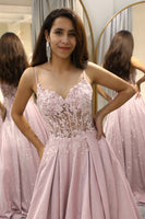 Load image into Gallery viewer, Blush A Line Long Corset Formal Dress With Appliques