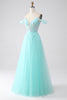 Load image into Gallery viewer, Light Green Cold Shoulder Sequins Formal Dress