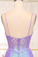Load image into Gallery viewer, Sparkly Purple Mermaid Long Formal Dress With Embroidery Appliques