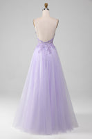 Load image into Gallery viewer, Sparkly Light Purple A-Line Spaghetti Straps Long Formal Dress With Beading