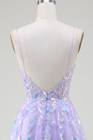 Load image into Gallery viewer, A-Line Purple Formal Dress with Sequins