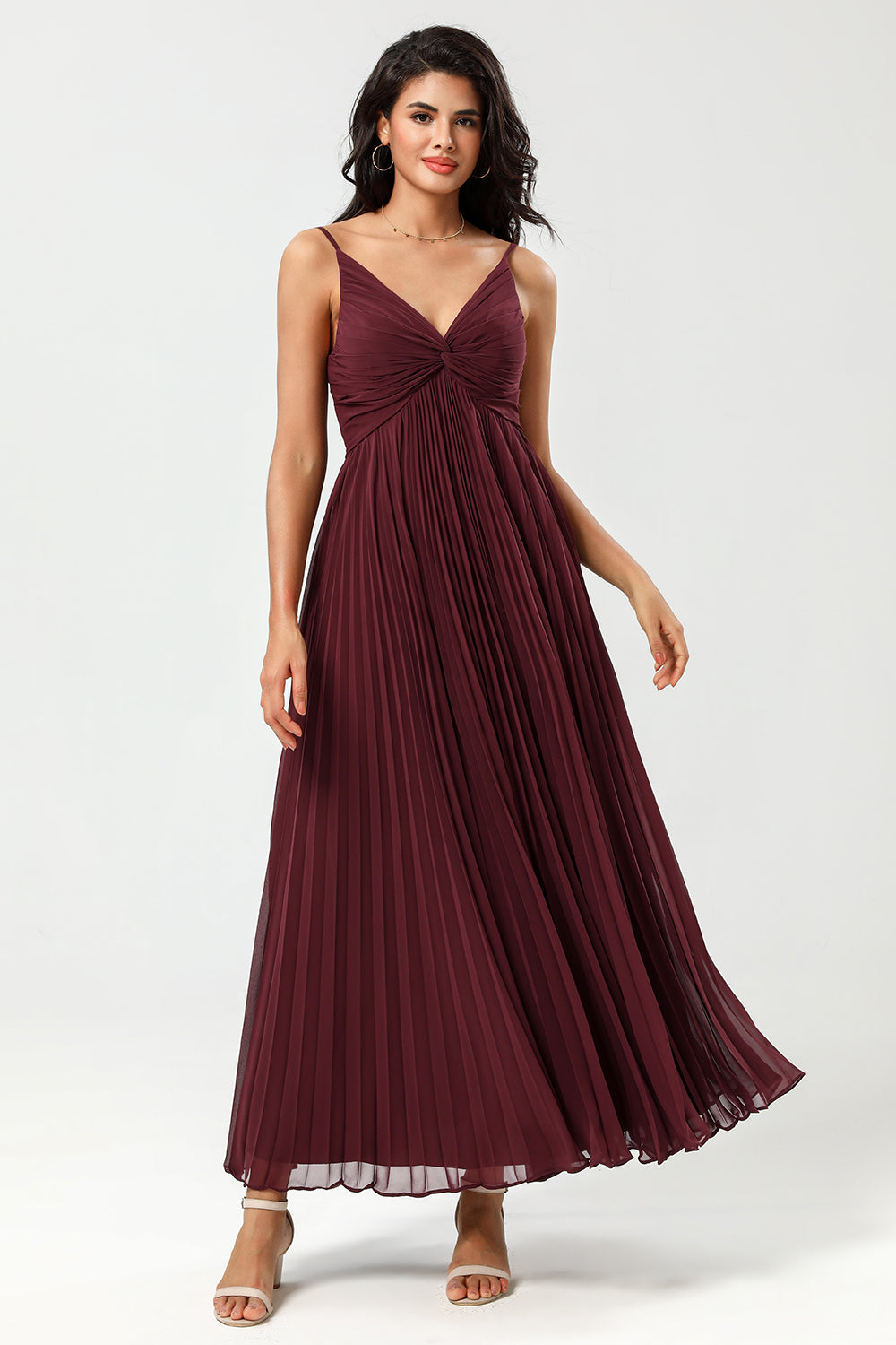 Spaghetti Straps Cabernet Bridesmaid Dress