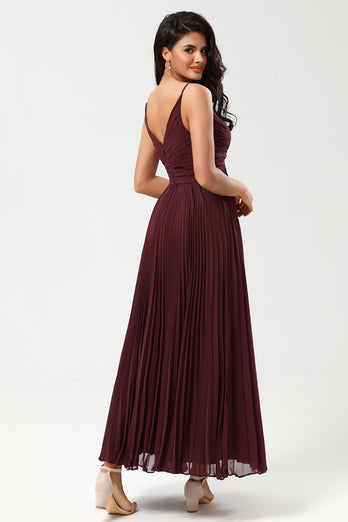 Spaghetti Straps Cabernet Bridesmaid Dress