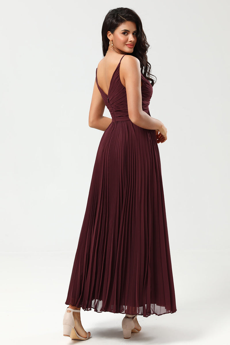 Load image into Gallery viewer, Spaghetti Straps Cabernet Bridesmaid Dress