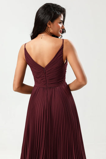 Spaghetti Straps Cabernet Bridesmaid Dress