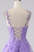 Load image into Gallery viewer, Lilac A-Line Spaghetti Straps Long Formal Dress with Appliques
