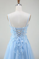 Load image into Gallery viewer, A-Line Light Blue Formal Dress with Appliques