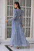 Load image into Gallery viewer, Blue Lace Mother Of The Bride Dress with Sleeves