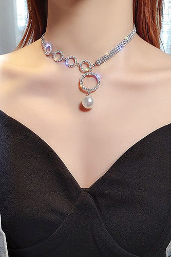 Silver Sparking Rhinestone Choker Necklace