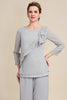 Load image into Gallery viewer, Grey Long Sleeves 2 Piece Mother of the Bride Pant Suits