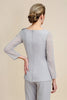 Load image into Gallery viewer, Grey Long Sleeves 2 Piece Mother of the Bride Pant Suits