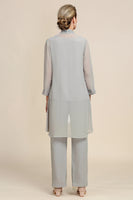 Load image into Gallery viewer, Women Grey 3 Piece Mother of the Bride Pant Suits with Lace