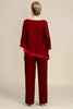 Load image into Gallery viewer, Burgundy Long Sleeves 2 Piece Mother of the Bride Pant Suits