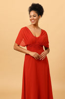Load image into Gallery viewer, Rust Red Convertible Chiffon Bridesmaid Dress