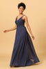 Load image into Gallery viewer, Twilight V-Neck Long Chiffon Bridesmaid Dress with Lace