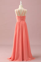Load image into Gallery viewer, Orange Chiffon Halter Neck Junior Bridesmaid Dress