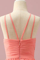 Load image into Gallery viewer, Orange Chiffon Halter Neck Junior Bridesmaid Dress