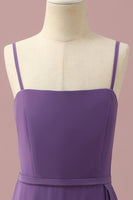 Load image into Gallery viewer, Purple Chiffon Spaghetti Straps Junior Bridesmaid Dress With Cascading Ruffles