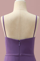 Load image into Gallery viewer, Purple Chiffon Spaghetti Straps Junior Bridesmaid Dress With Cascading Ruffles