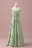 Load image into Gallery viewer, Sage Straps Chiffon Junior Bridesmaid Dress