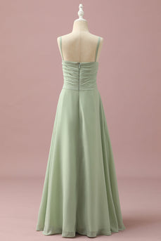 Sage Straps Chiffon Junior Bridesmaid Dress