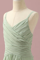 Load image into Gallery viewer, Sage Straps Chiffon Junior Bridesmaid Dress