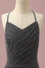 Load image into Gallery viewer, Black Halter Neck A-Line Junior Bridesmaid Dress With Cascading Ruffles