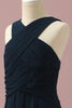 Load image into Gallery viewer, Navy Halter A-Line Sleeveless Junior Bridesmaid Dress