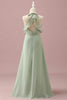 Load image into Gallery viewer, Sage Halter Chiffon A-Line Junior Bridesmaid Dress