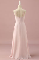 Load image into Gallery viewer, Light Pink Spaghetti Straps Chiffon Junior Bridesmaid Dress