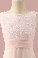 Load image into Gallery viewer, Light Pink Lace and Chiffon Junior Bridesmaid Dress