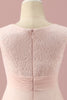 Load image into Gallery viewer, Light Pink Lace and Chiffon Junior Bridesmaid Dress