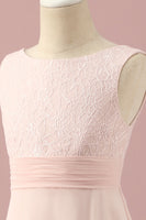 Load image into Gallery viewer, Light Pink Lace and Chiffon Junior Bridesmaid Dress