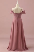 Load image into Gallery viewer, Blush Spaghetti Straps Chiffon Junior Bridesmaid Dress