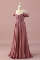 Load image into Gallery viewer, Blush Spaghetti Straps Chiffon Junior Bridesmaid Dress