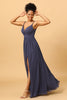 Load image into Gallery viewer, Twilight Ruched Long Chiffon Bridesmaid Dress with Slit