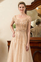 Load image into Gallery viewer, Golden Beaded Mother of Bride Dress