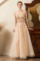Load image into Gallery viewer, Golden Beaded Mother of Bride Dress
