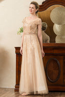 Load image into Gallery viewer, Golden Beaded Mother of Bride Dress