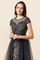 Load image into Gallery viewer, Sparkly Dark Grey Beaded Long Formal Dress