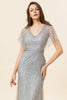 Load image into Gallery viewer, Sparkly Grey Mermaid Beaded Long Evening Dress